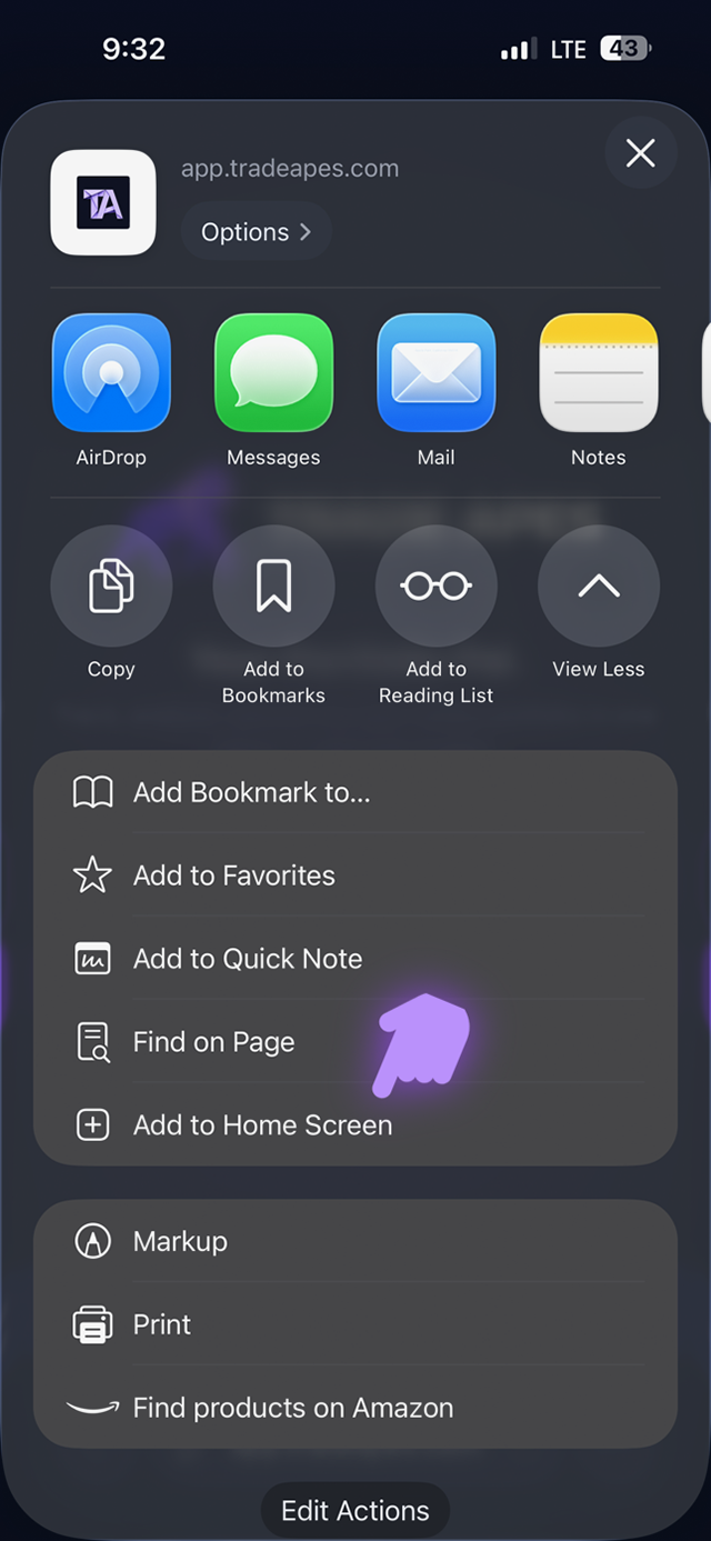 Tap Add to Home Screen in the share sheet