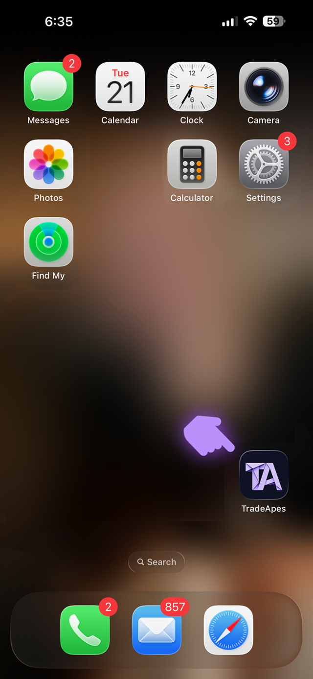Open TradeApes from your home screen